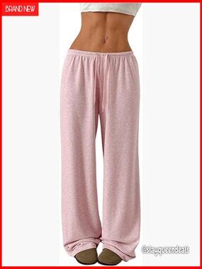 Wide Leg Sweatpants Drawstring Waist Casual Loose Baggy Workout Pants